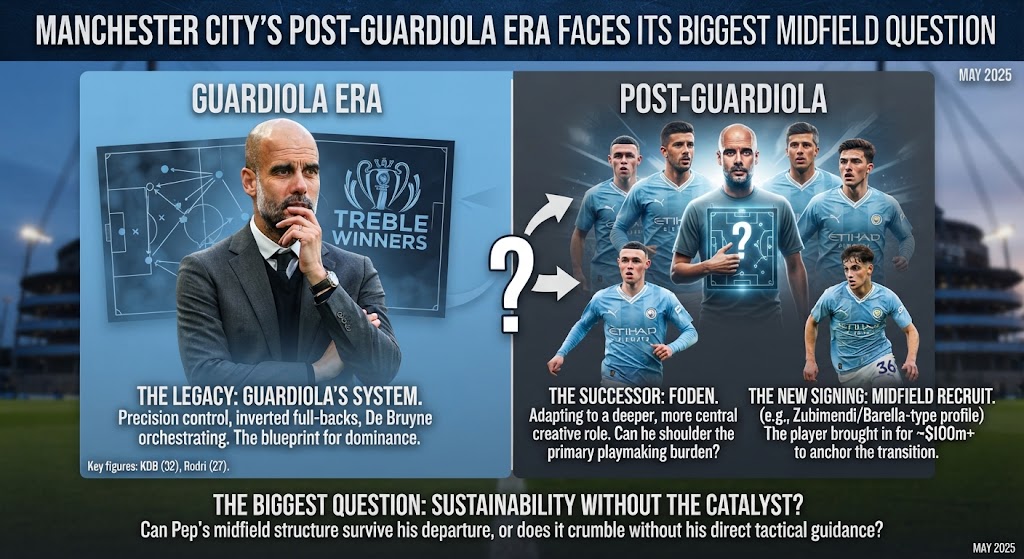 Manchester City’s Post-Guardiola Era Faces Its Biggest Midfield Question